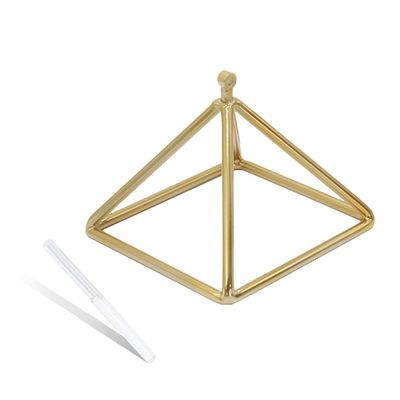 GFAZXDS Gold Plated Opaque Premium Crystal Quartz Pyramid 3-12 Inch Mokaba Merkaba Sound Therapy Meditation Yoga Meditation Stress Relief Corner Frame Percussion Instruments Incl,7 Inch