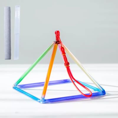 GFAZXDS Rainbow Crystal Singing Pyramid for Sound Healing Meditation Prayer Healing Musical Instrument,with Two Types Crystal Singing Bowl Striker,8 inch