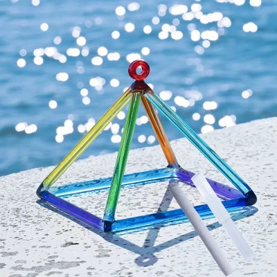GFAZXDS Sound Healing Rainbow Crystal Singing Pyramid for Sound Healing Meditation Prayer Healing Musical Instrument,8 inch