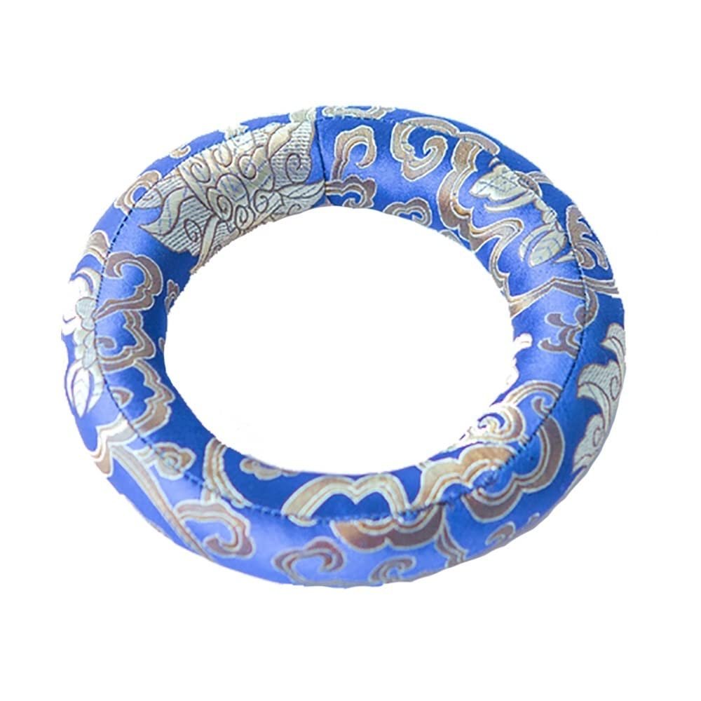 GFAZXDS Singing Bowl Cushion Silk Brocade Ring Cushion Pillow,Used for Crystal/Tibetan Singing Bowls,Singing Bowls Cushion,O-Ring,Buddhist Sound Bowl Pad,Indigo-a-12 inch 1 pc