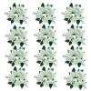Chewtoyo 12 Pcs Artificial Floral Wreaths, 7.9 in White Wedding Rose Candle Rings for Christmas, Parties, Table Centerpiece Decorations and Home Decor view 1