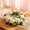 Chewtoyo 12 Pcs Artificial Floral Wreaths, 7.9 in White Wedding Rose Candle Rings for Christmas, Parties, Table Centerpiece Decorations and Home Decor view 4