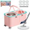 RinseWise Easy-Use Gen 2 Spin Mop and Bucket for Pet & Family Homes, Shower-Style Rinse, Clean & Dirty Water Separation, 1.5 Gal Clean Water Capacity, 4 Swivel Wheels, 61" Handle, 6 Mop Heads - Pink view 1