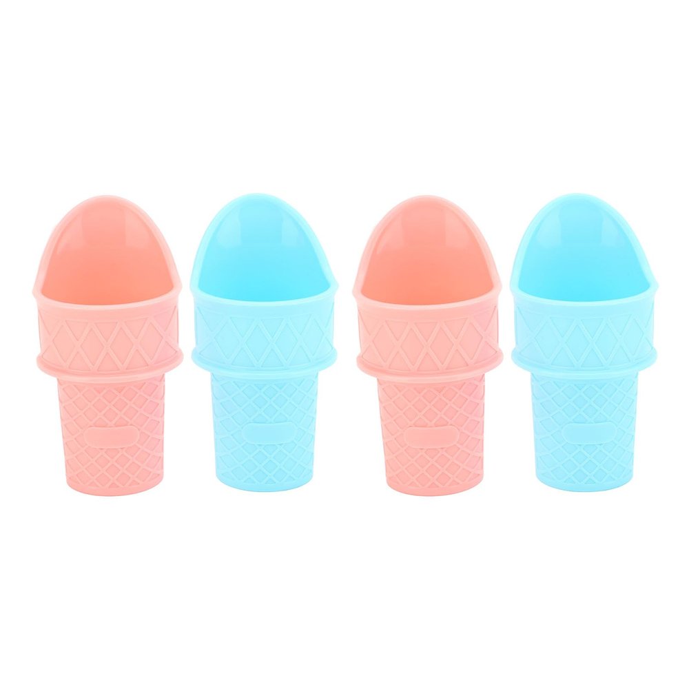4PCS Plastic Ice Cream Cone Holder, New Plastic Ice Cream Snow Cone Rack Reusable Mini Ice Cream Cones Stand Upright for Scooping Cream Frozen Yogurt Sorbet Pink Blue