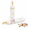 3 Compartment Small Pill Box, Moisture Proof Case, Travel Pill Organizer for Pocket Purse, Daily Portable Medicine Vitamin Container, Fish Oil and Supplement Storage(White Orange) view 1