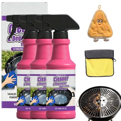 IRXELO Fast-Acting Heavy-Duty Grill Degreaser Spray, BBQ Grill Cleaner for Outdoor Grills, Safe for Stainless Steel & Porcelain, Removes Burnt Food & Grease (3Pcs)