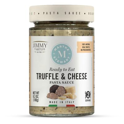 Martha Stewart & Jimmy Tartufi Truffle & Cheese Pasta Sauce 6.3 oz (Pack of 1) - Ready to Eat, Creamy Italian Pasta Sauce with Parmigiano Reggiano, Summer Truffle, Gluten Free, No Preservatives