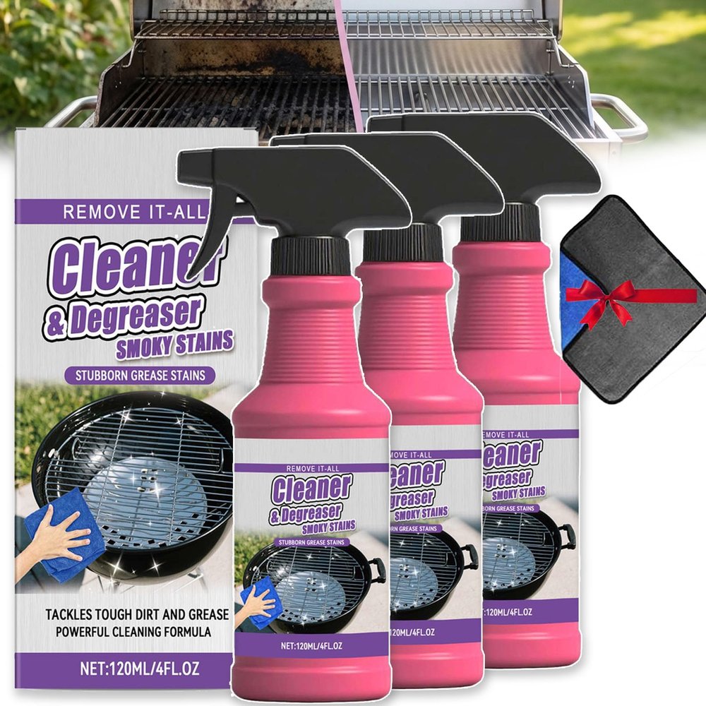 Fast-Acting Heavy-Duty Grill Degreaser Spray,BBQ Grill Cleaner Spray for Outdoor Grills,For Barbecue Grills, Fast Acting Heavy Duty Grill Smoky Stains and Grease