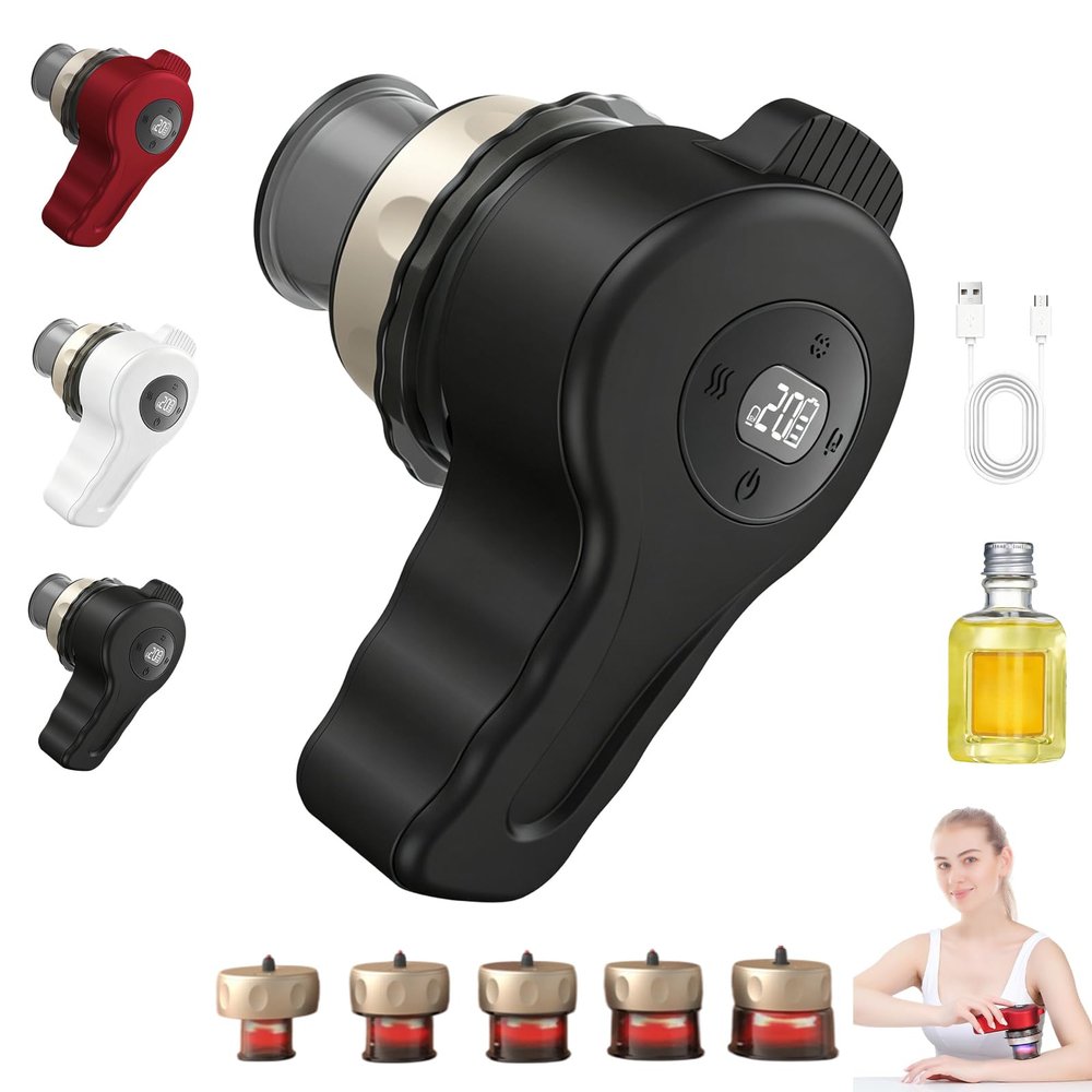 2026 New Anti Cellulite MachineAnti Cellulite Gliding Cupping Method Massager with 2 Modes, Cupping Kit with 12 Levels Suction and Heat for Arms, Legs, Backs, Stomach, Buttocks (Black,Upgrade)