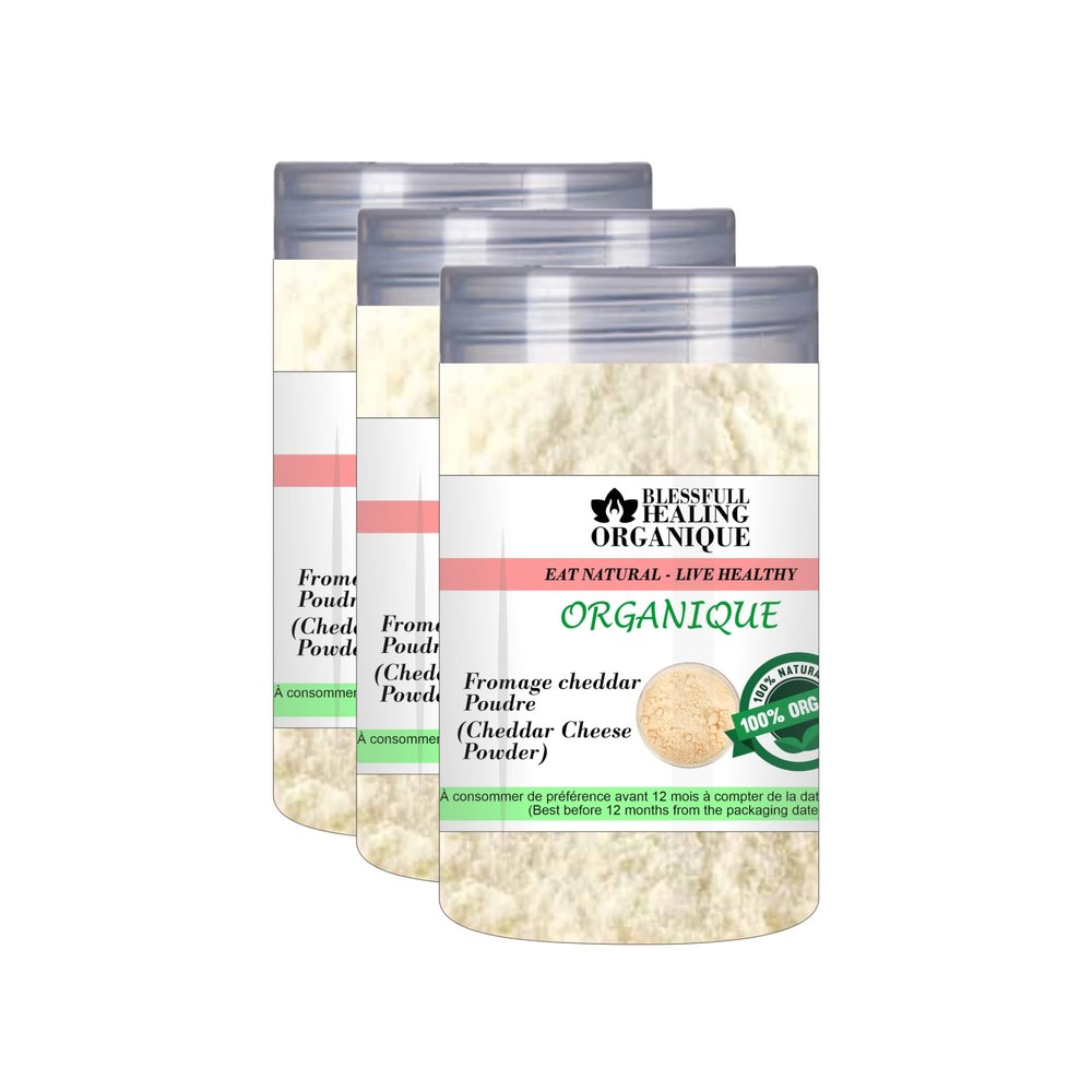 Blessfull Healing Organic Cheddar Cheese Powder 100 Gram (3.52 oz) Each (Pack Of 3) = 300 Grams, Vegan