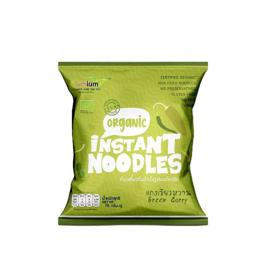 Authentic Thai Green Curry Brown Rice Noodles, Instant Meal, Flavorful Coconut Milk Sauce, Gluten-Free Brown Rice 75g