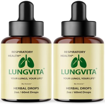 (2 Pack) Lungvita Drops - Advanced Liquid Formula Support All Natural Ingredients, Daily Premium LungvitaDrops Vitamins for Overall Health & Wellness, 2 Bottles for 2 Months