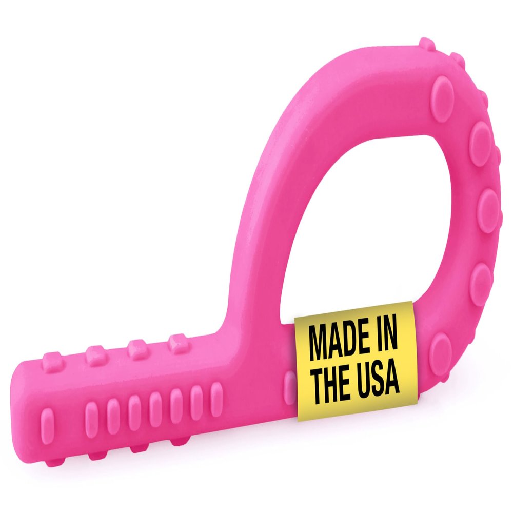 ARK Textured Grabber Sensory Chew, Sensory Toys for Kids and Adults, Chewy Fidget for Autism, ADHD, SPD, Anxiety, Medical-Grade Oral Motor Therapy Tools, XT, Firm, Hot Pink