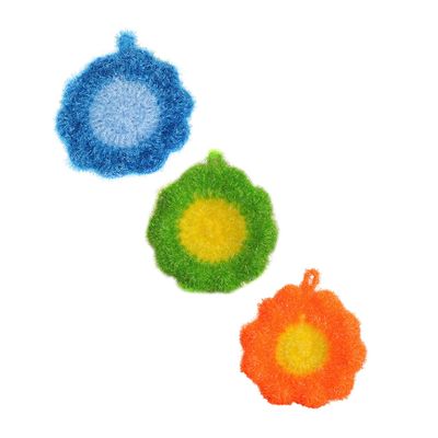 STOBAZA Flower Shaped Dish Washing Towels 3pcs Kitchen Scrubbing Cloths Multipurpose Tableware Cleaner Soft Home Washing Scrubbers for Dishwashing Random Color