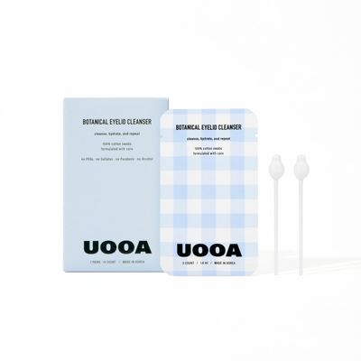 UOOA Botanical Eyelash & Eyelid Cleanser Swabs 7Pairs(14count) - Premium & Made in Korea - Eye Lid Cleaning Wipes for People with Dry Eyes & Makeup Debris - Comfort Eye Fatigue with Cleansing Swabs