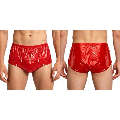 Lpdshaa Men Reusable Plastic Panites Boxer Briefs High Waist Over Diapers Underwear for Patients Elderly Red Small