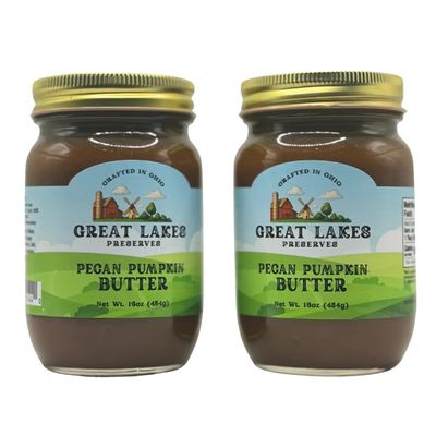 Great Lakes Preserves Pecan Pumpkin Butter, Pumpkin Spread with Real Pecans and Brown Sugar, Spiced Pumpkin Butter with Warm Fall Spices, Small Batch Crafted in Ohio, No Artificial Preservatives, 16 oz (Pack of 4)