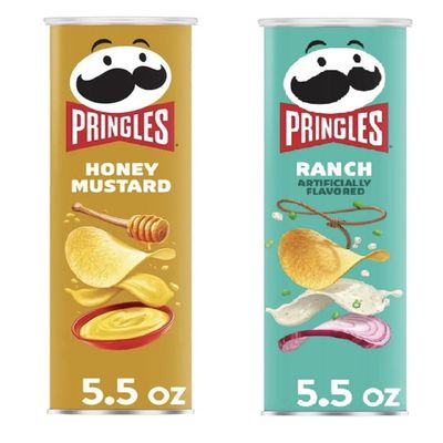 Pringles Potato Chips Flavor Pairing Variety Set 5.5oz - 2 cans (Honey Mustard & Ranch)