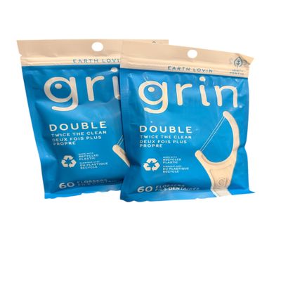 2 Pack (120 Total) grin Picks Dental Toothpicks Mint Oral Care 60 Each