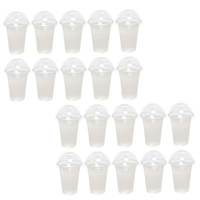 CHILDWEET Disposable Plastic Juice Cups with Lid Design, 30pcs 360ml Beverage Cups for Cold Drinks, Bubble Tea, and Smoothies, Disposable Fruit Drinkware Set for Takeaway and Parties