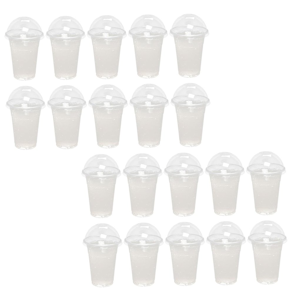 CHILDWEET Disposable Plastic Juice Cups with Lid Design, 30pcs 360ml Beverage Cups for Cold Drinks, Bubble Tea, and Smoothies, Disposable Fruit Drinkware Set for Takeaway and Parties