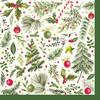 IHR Ideal Home Range Cocktail Napkins Disposable 3-Ply Paper Party Supplies, 5" x 5", Christmas Branches Allover (Light Green), 20-Count view 1