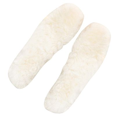 RUNROTOO Wool Shoe Insoles for Boots, Warm Sheepskin Boot Inserts with Fleece Lining, Sweat-Absorbing Winter Insoles for Men and Women Size 39