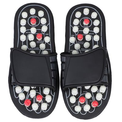 COLLBATH Acupressure Foot Massage Slippers with Black Beads, Size 42-43, Indoor Relaxation Footwear for Women and Men, Pressure Point Reflexology Therapy Slippers for Home Use