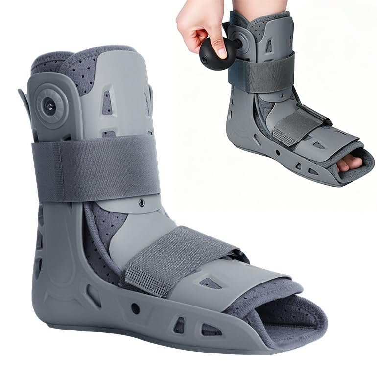 Walking Boot, Short Air Walker Boot for Foot and Ankle Fracture Recovery - Protective Support for Broken Foot Sprains and Injuries (Large, Left)