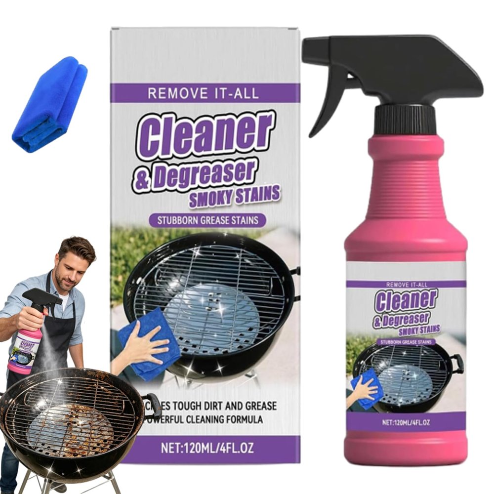 Fast-Acting Heavy-Duty Grill Degreaser Spray, Grill and Smoker Cleaner and Degreaser, Heavy Duty Grease and Burnt Food Remover for Ovens, Grills, BBQ Grates (1pc)