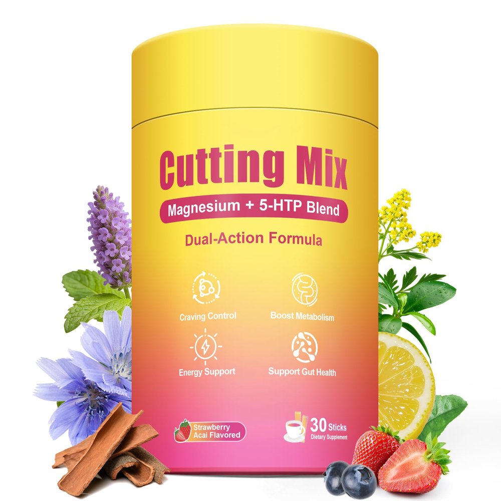 Cutting Drink Mix Berberine, Chromium, Yerba Mate, 5-HTP & Magnesium Blend | Supports Energy, Gut Health & Satiety Signaling | Sugar-Free, Vegan, Non-GMO | Strawberry Acai Flavor 30 Sticks