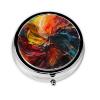 Round Travel Pill Organizer, Compact Daily Small Pill Case with 3 Compartments, Full Print Design Chaos and Disorder view 1