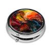 Round Travel Pill Organizer, Compact Daily Small Pill Case with 3 Compartments, Full Print Design Chaos and Disorder view 2