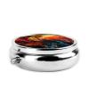 Round Travel Pill Organizer, Compact Daily Small Pill Case with 3 Compartments, Full Print Design Chaos and Disorder view 3