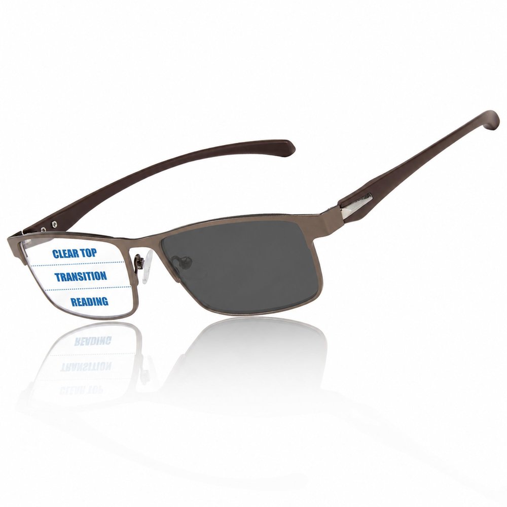 GHDBFMB Progressive Reading Glasses Photochromic Zero on Top Multifocus Readers TR90 Multifocal Transition Sunglasses 1.0
