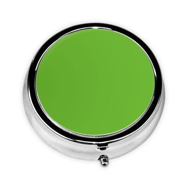 Travel Pill Organizer - Mini Metal Electroplated Round Pill Box, 3 Times a Day Medicine Organizer Green