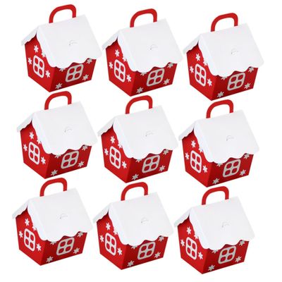 PartyKindom 20pcs Christmas Little Red House Candy Boxes Holiday Paper Storage Containers Festive Treat Packaging for Party Favors and Giving