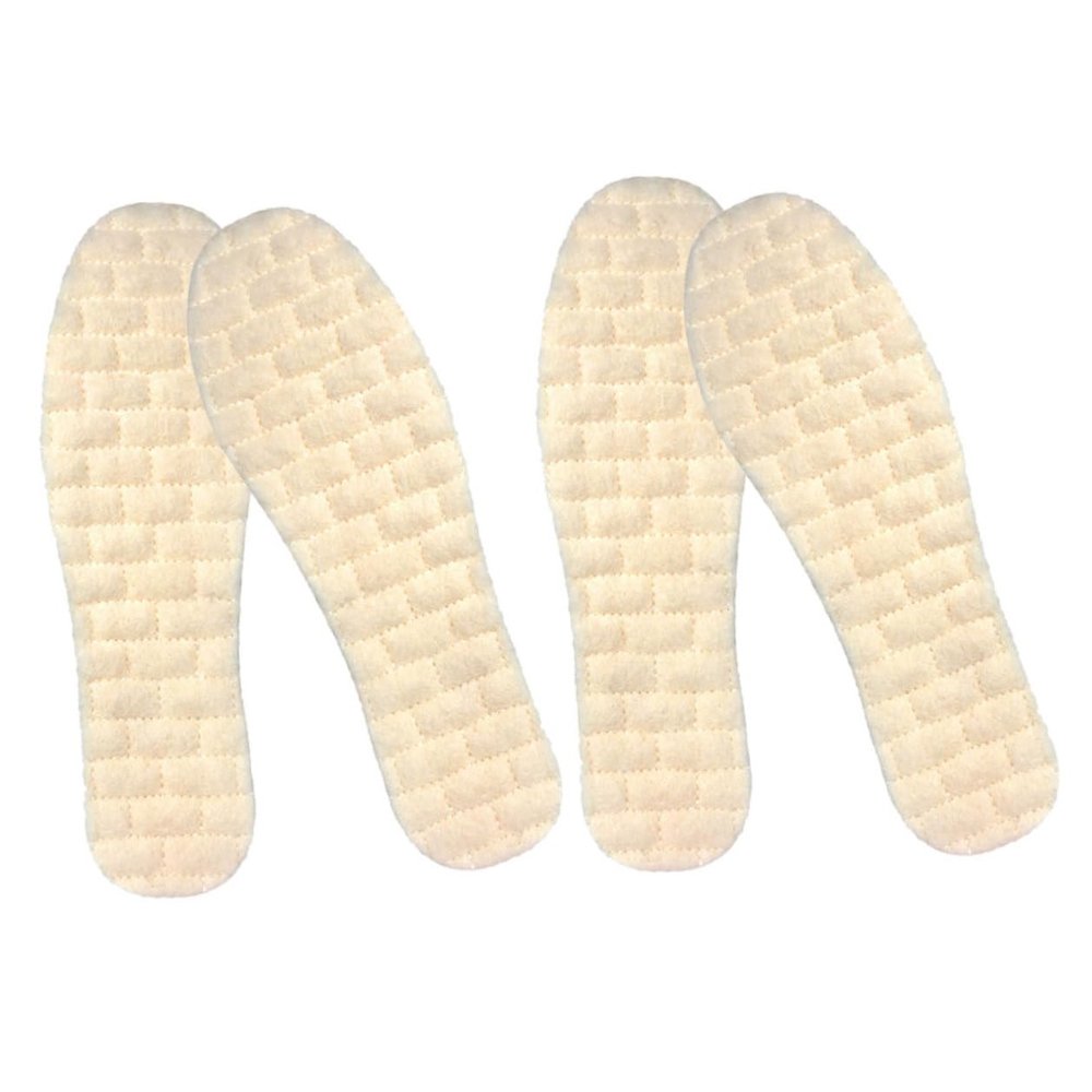 TIDTALEO Wool Warm Fleece Insoles 4pcs Thickened Latex Shock Absorption Shoe Inserts Unisex Breathable Winter Thermal Insoles for Sneakers and Boots Size 41-42