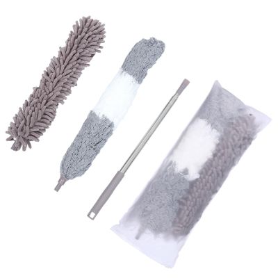 Toyvian Double-Head Microfiber Telescopic Duster 4pcs Set Ceiling Dust Cleaner Brush Extended Chenille Dusting Tool for Home Ceiling Fan and Furniture Cleaning