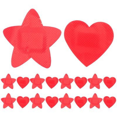 VILLCASE 30pcs Cute Heart Star Shaped Adhesive Bandages, Flexible Waterproof Cartoon Plasters for Scrapes, Burns, Breathable Patch Strips for Boys and