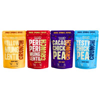Mungfu Crunch - Variety-8 Pack | Protein and Fiber Packed Lentil and Legume Snacks