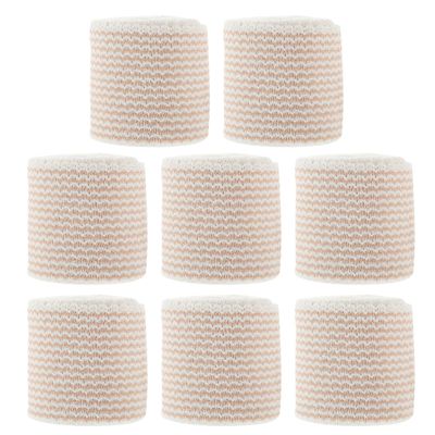 INOOMP 8pcs Athletic Elastic Bandages Wraps with Hook and Loop, 5cm X 4.5m Yellow Compression Muscle Tape for Sports Injury Support, Breathable Adjustable Fixation for Knee Elbow Wrist