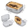 Rhino Pill Box 2 Compartment Decorative Metal Pill Case for Pocket Or Purse Travel Portable Medicine Box Pill Container Organizer for Vitamins Fish Oils Supplements view 2