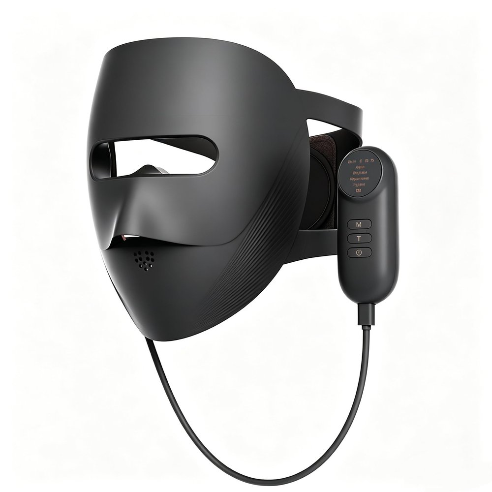 Zilynhom 9D Photon Anti-Aging Facial Mask, Black, 328 LED Lights with Fotona 4D Technology, 4 Wavelengths for Acne, Sensitive, Dull, Rough, Wrinkled