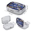 Golden Blue Marble Pill Box 2 Compartment Decorative Metal Pill Case for Pocket Or Purse Travel Portable Medicine Box Pill Container Organizer for Vitamins Fish Oils Supplements view 2