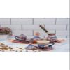 SODEF Turkish Coffee Cup Set for 2, Embossed Copper Coffee Set with Tray, Turkish Delight Bowl, and 2 Porcelain Cups, Blue - Blue view 3