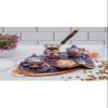 SODEF Turkish Coffee Cup Set for 2, Embossed Copper Coffee Set with Tray, Turkish Delight Bowl, and 2 Porcelain Cups, Blue - Blue view 4