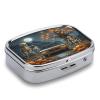 Pumpkin Tree and Car Pill Box 2 Compartment Decorative Metal Pill Case for Pocket Or Purse Travel Portable Medicine Box Pill Container Organizer for Vitamins Fish Oils Supplements view 3