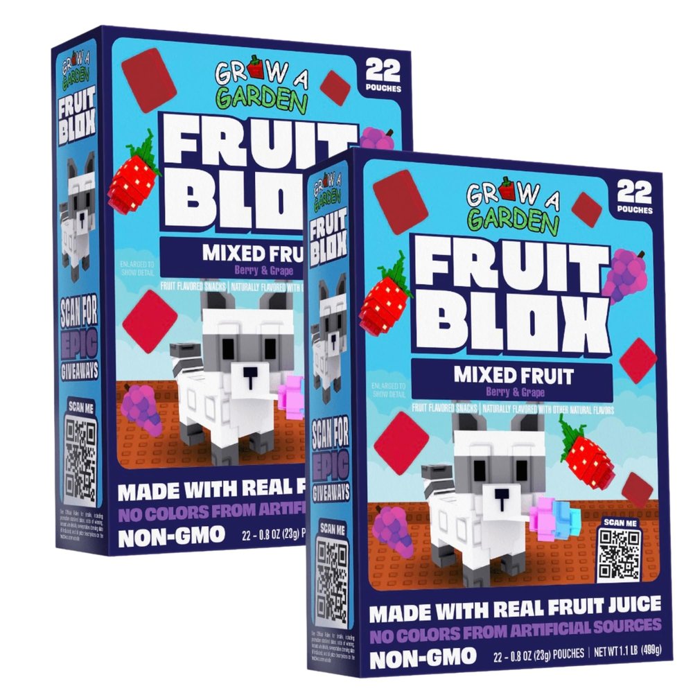 Fruit Blox Mixed Fruit Snacks, Grow a Garden, Berry & Grape, Non-GMO, 22 Pouches per Box, 2 Boxes