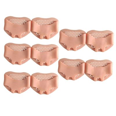HOLIDYOYO 10 Pairs Silicone Forefoot Pads Metatarsal Cushions Wear-Resistant Ball of Foot Insoles Wide Size Skin Color Portable Foot Protection for High Heels and Daily Use